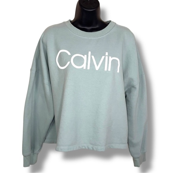 Large Calvin Klein Mint Green Sweatshirt Comfortable Loungewear Long Sleeve - Picture 1 of 13